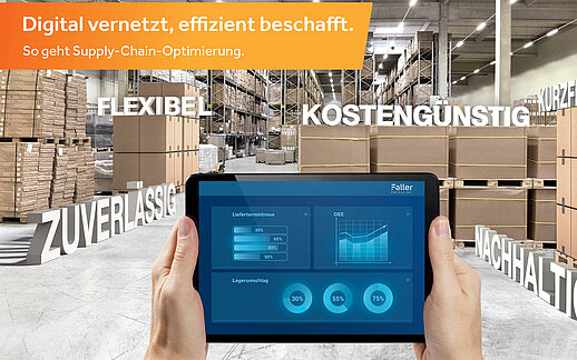 Analysen auf dem IPad, im Hintergrund die Treiber für eine Digital Supply Chain