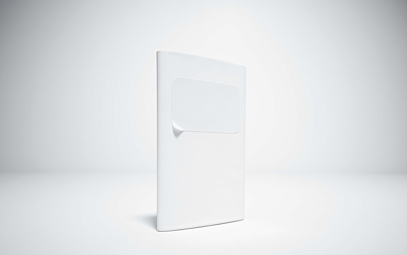 Kompaktes Leaflet mit Etikett von Faller Packaging – effiziente Lösung zur Bereitstellung von Patienteninformationen in Pharma-Verpackungen.