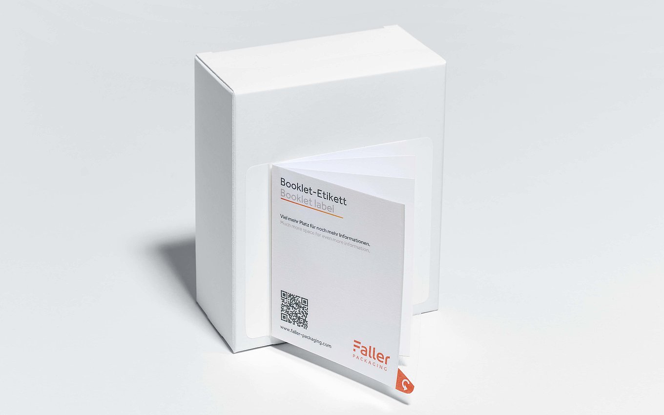 Booklet-Etikett von Faller Packaging – innovative Pharma-Verpackungslösung für zusätzliche Informationen auf kleinem Raum.